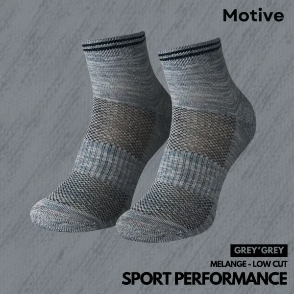 Motive Sock Sport Performance Melange Low Cut - Gray/Gray