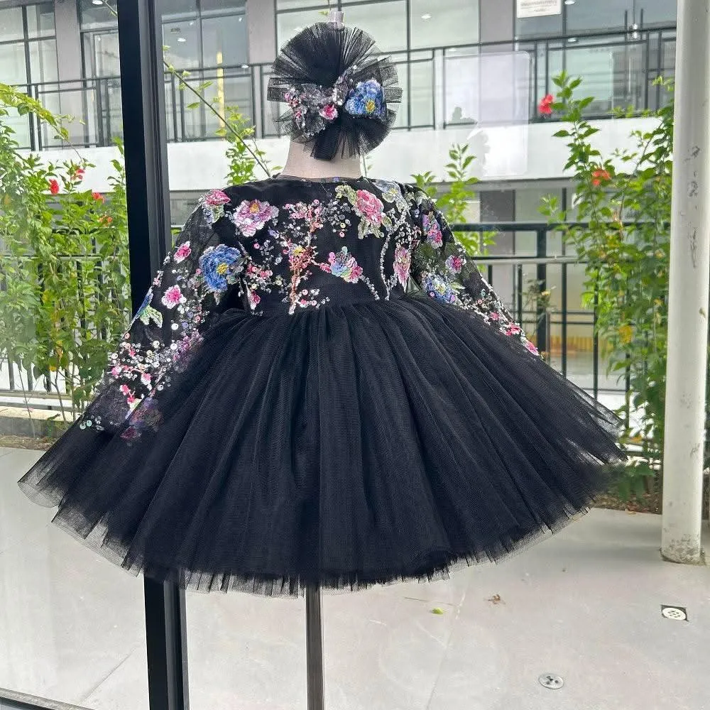 New embroidered long sleeved fluffy birthday party girl princess dress