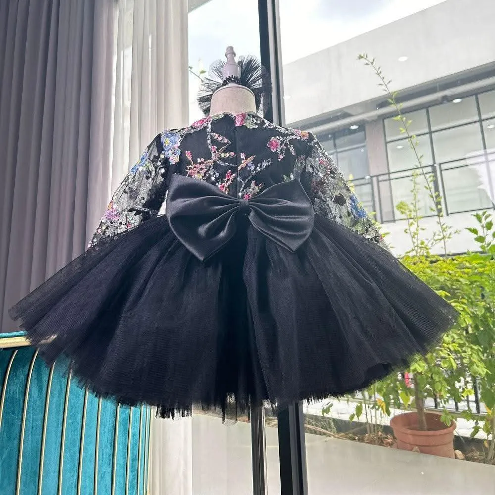 New embroidered long sleeved fluffy birthday party girl princess dress
