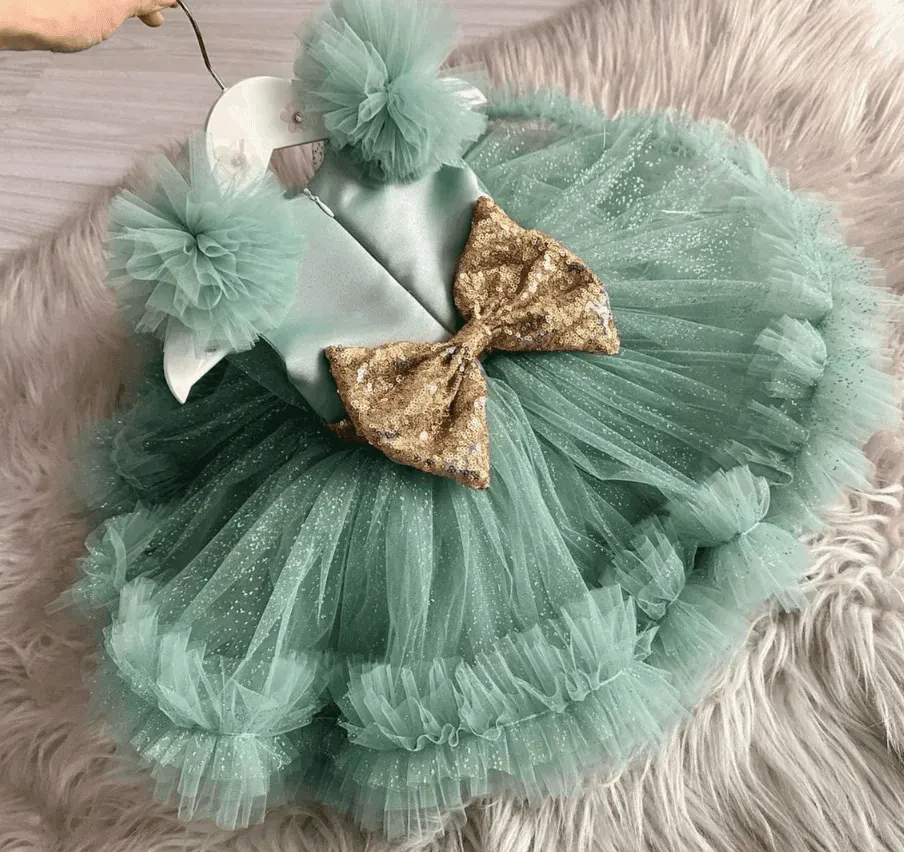 New Sleeveless Baby Birthday Party Fluffy Cute Girls Dress