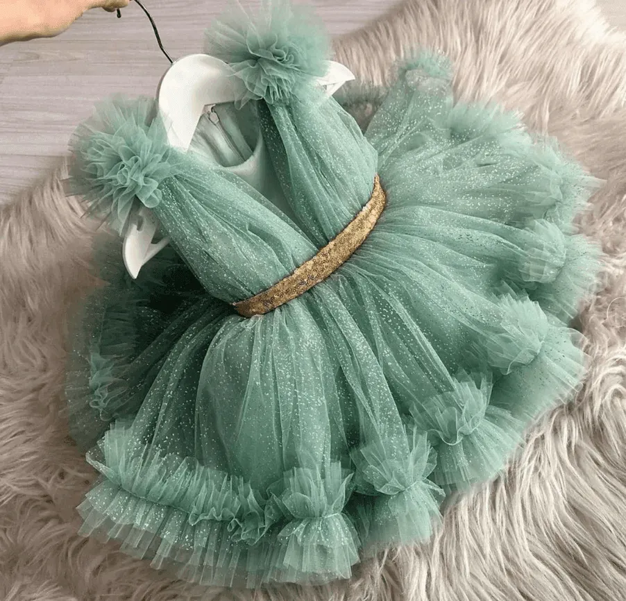 New Sleeveless Baby Birthday Party Fluffy Cute Girls Dress