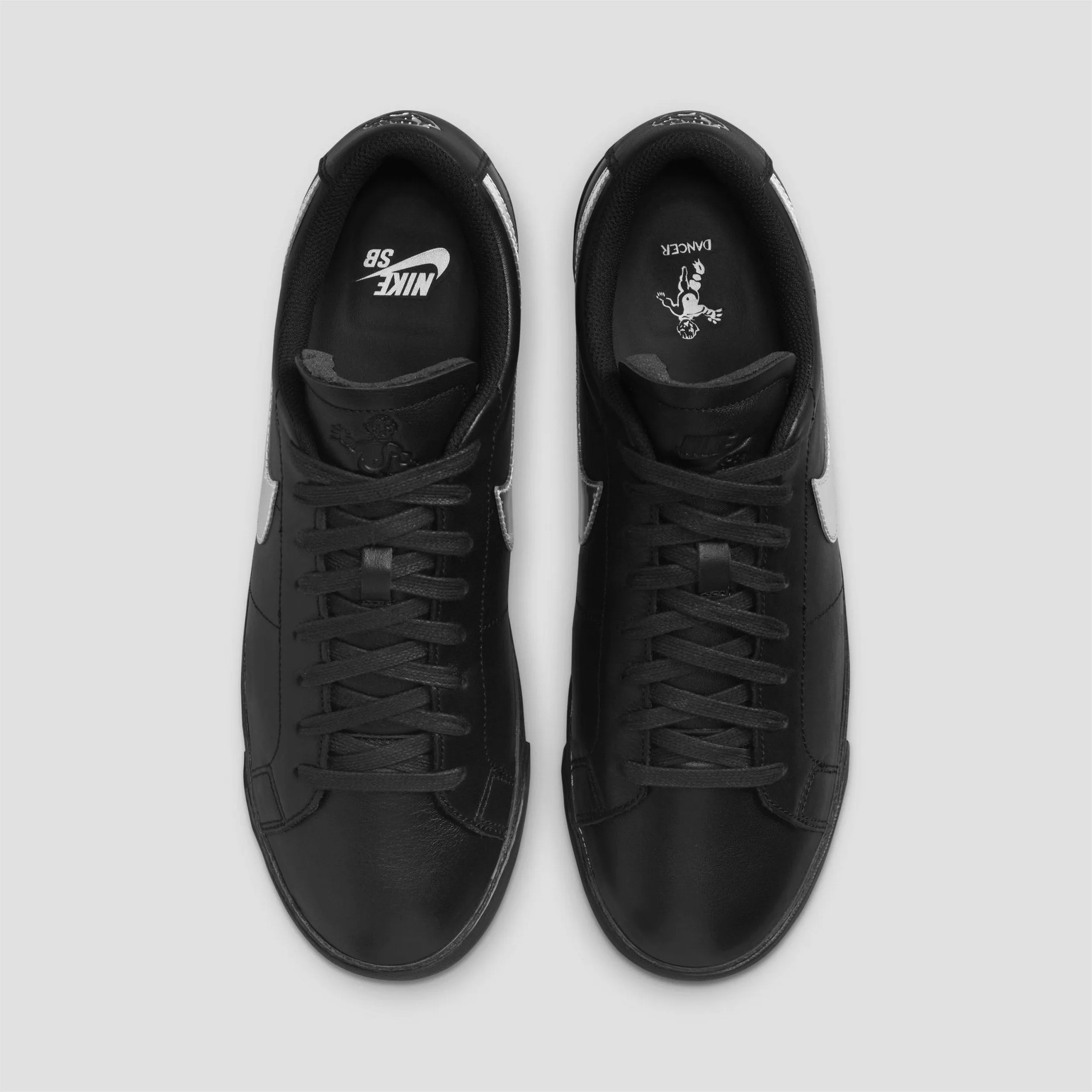 Nike SB x Dancer Zoom Blazer Low Skate Shoes Black / Metallic Silver / Black