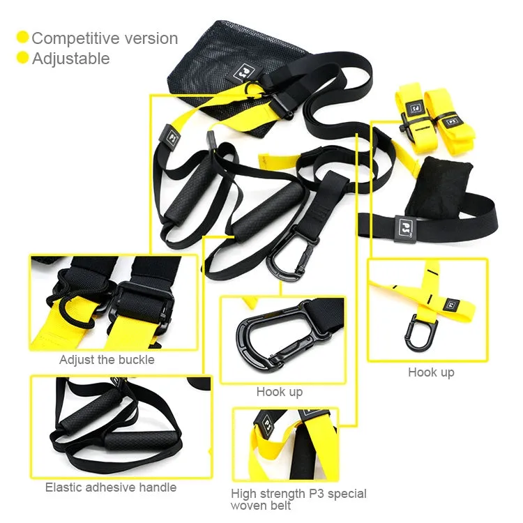 P3-3 Adjustable Fitness Exercise Hanging Pulling Rope TRP3X Wall Pulley Yoga Belt, Main Belt: 1.4m, 1.9m After Adjusted, Athletic Version(Pink)