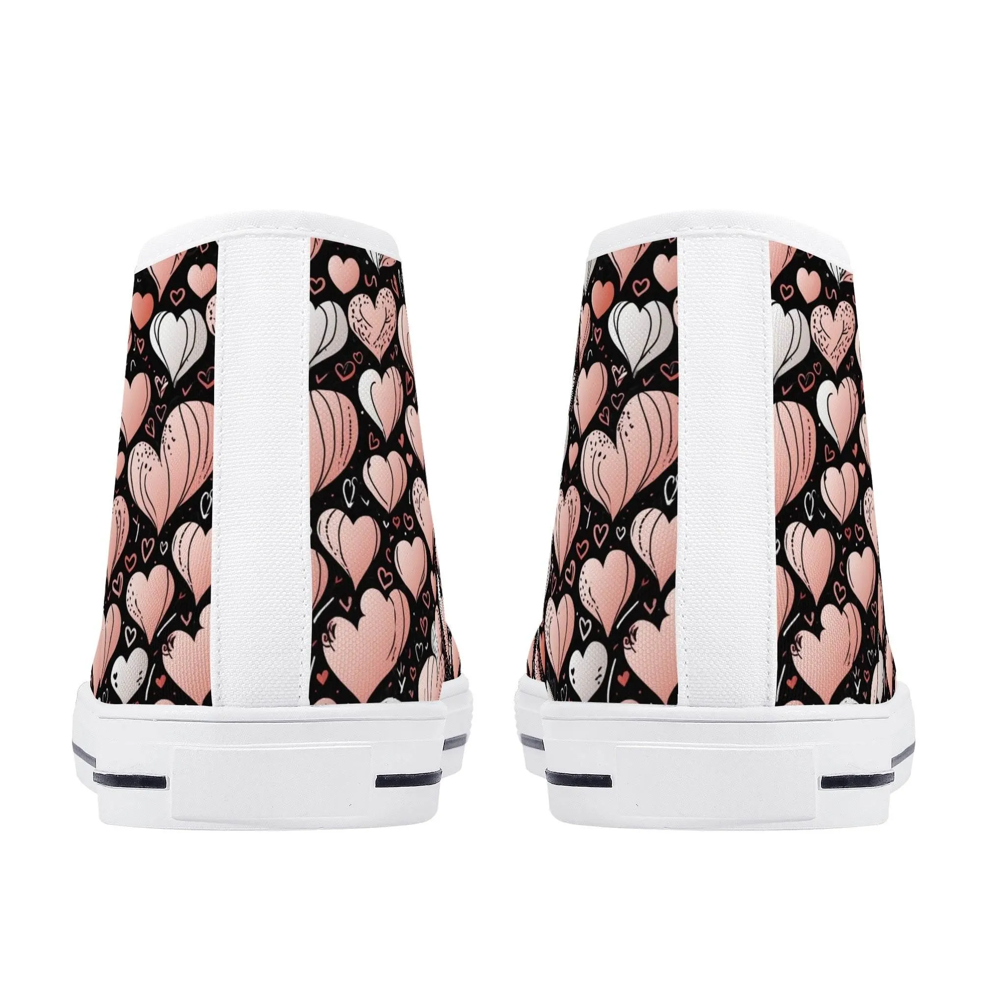 Pink Hearts Mens High Top Canvas Shoes