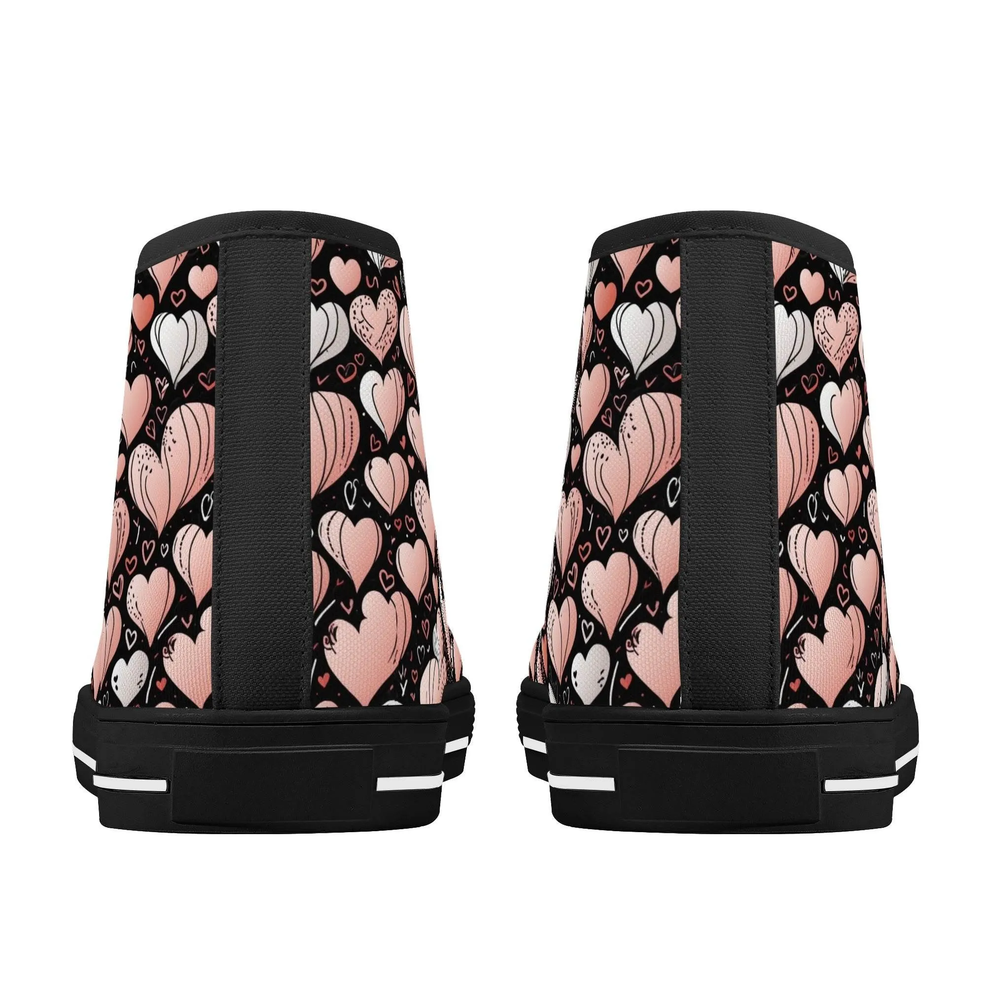 Pink Hearts Mens High Top Canvas Shoes