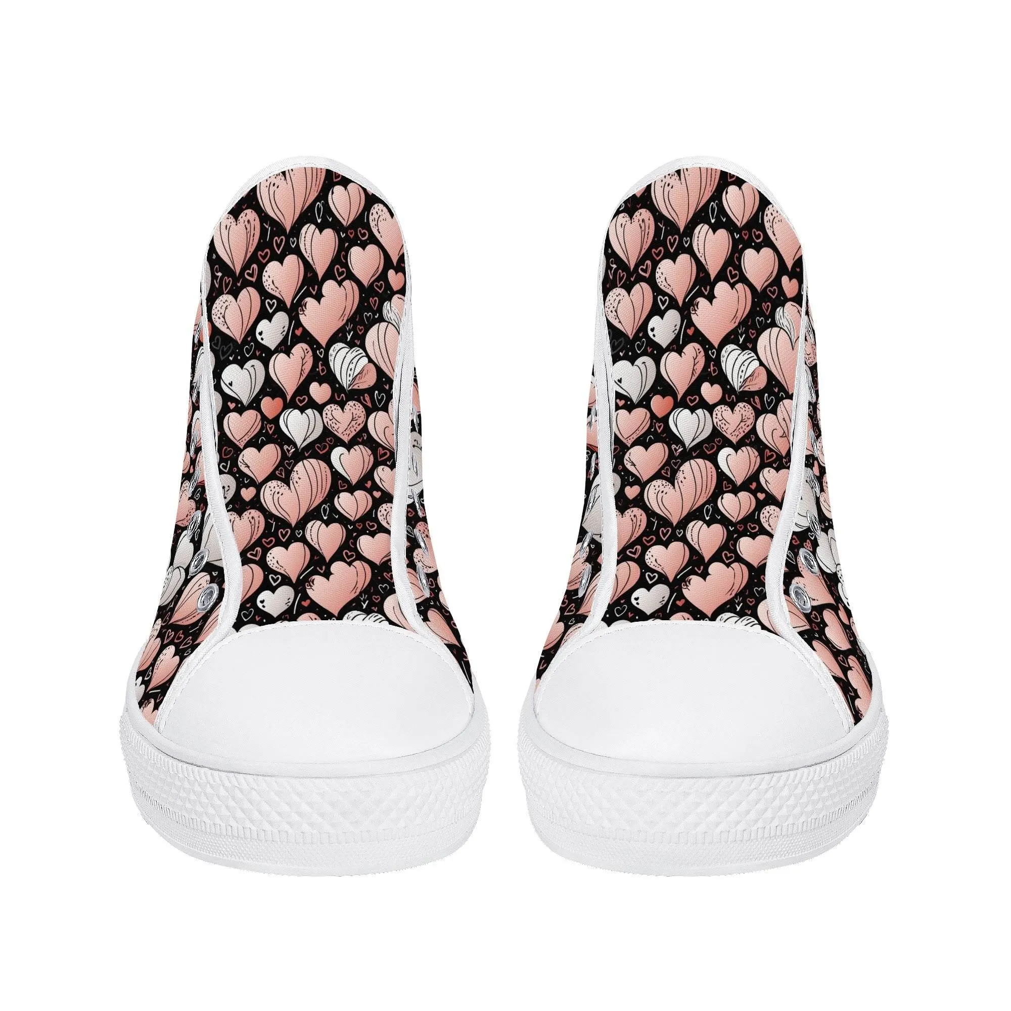 Pink Hearts Mens High Top Canvas Shoes