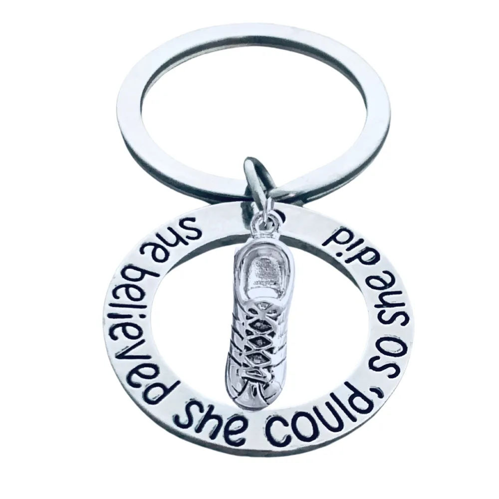 Running Keychain- She Believed She Could So She Did