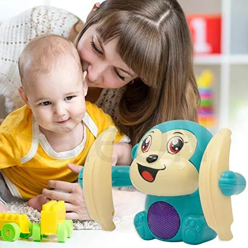 SaleOn Battery Included Monkey Toy Sensor On-Off Dancing Spinning Rolling Tumble Monkey Toys for Kids Best Gift for Kids Voice Activated Banana Monkey with Light and Musical- Mix Color