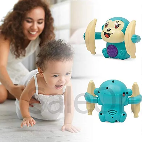 SaleOn Battery Included Monkey Toy Sensor On-Off Dancing Spinning Rolling Tumble Monkey Toys for Kids Best Gift for Kids Voice Activated Banana Monkey with Light and Musical- Mix Color