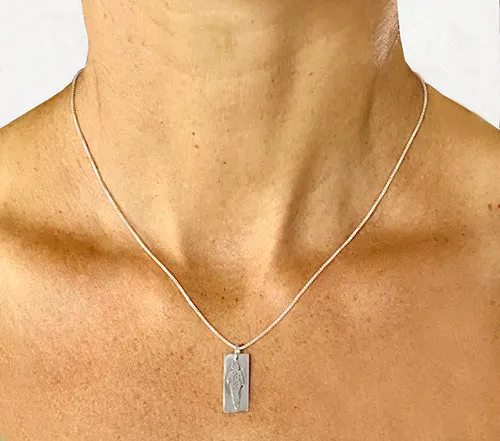 Silver Runner Silhouette on Rectangle Pendant