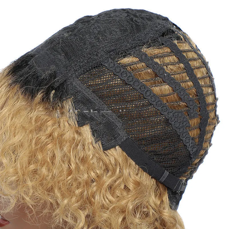 Small Curly Real Hair Wig, Gradual Fluffy Head High-end