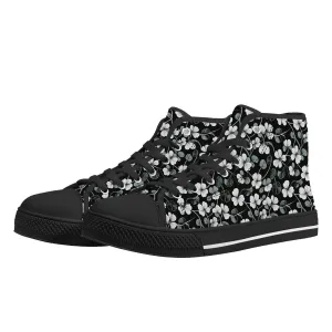 White and Green Clover Mens High Top Canvas Shoes